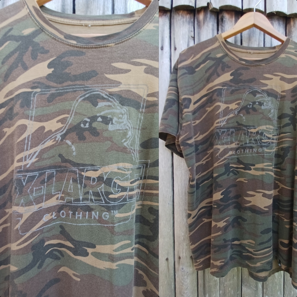 Vintage 90s XLarge brand green camo gorilla graphic tshirt Womens XL Mens L